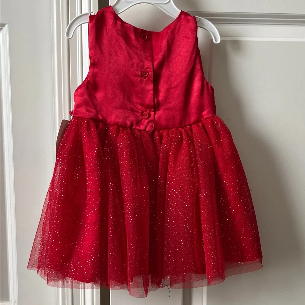 NWT Nanette Baby Red Sparkle Kids Dress with Black Bow Size 18M